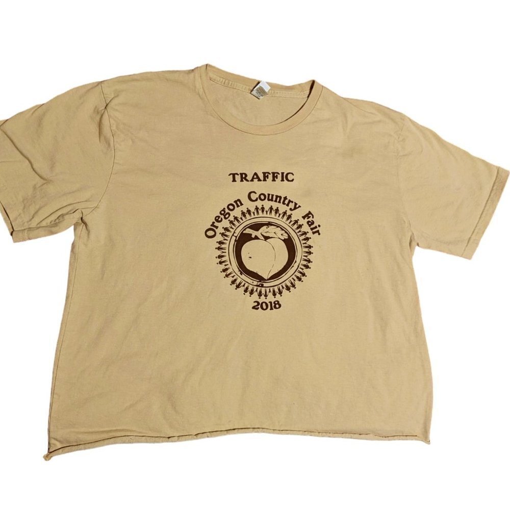 Oregon Country Fair Tee Shirt 2008 Traffic Organic Souvenir Collectable Distress